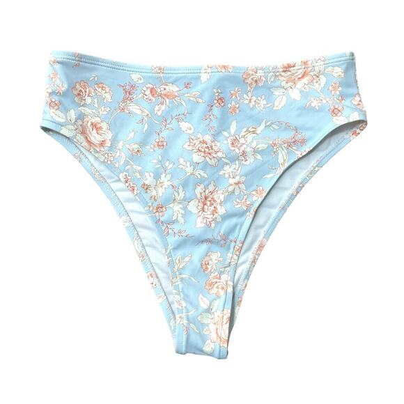 WeWoreWhat NWT Halogen Blue Floral Emily High-Waist Bikini Swim Bottom XS - Picture 2 of 9